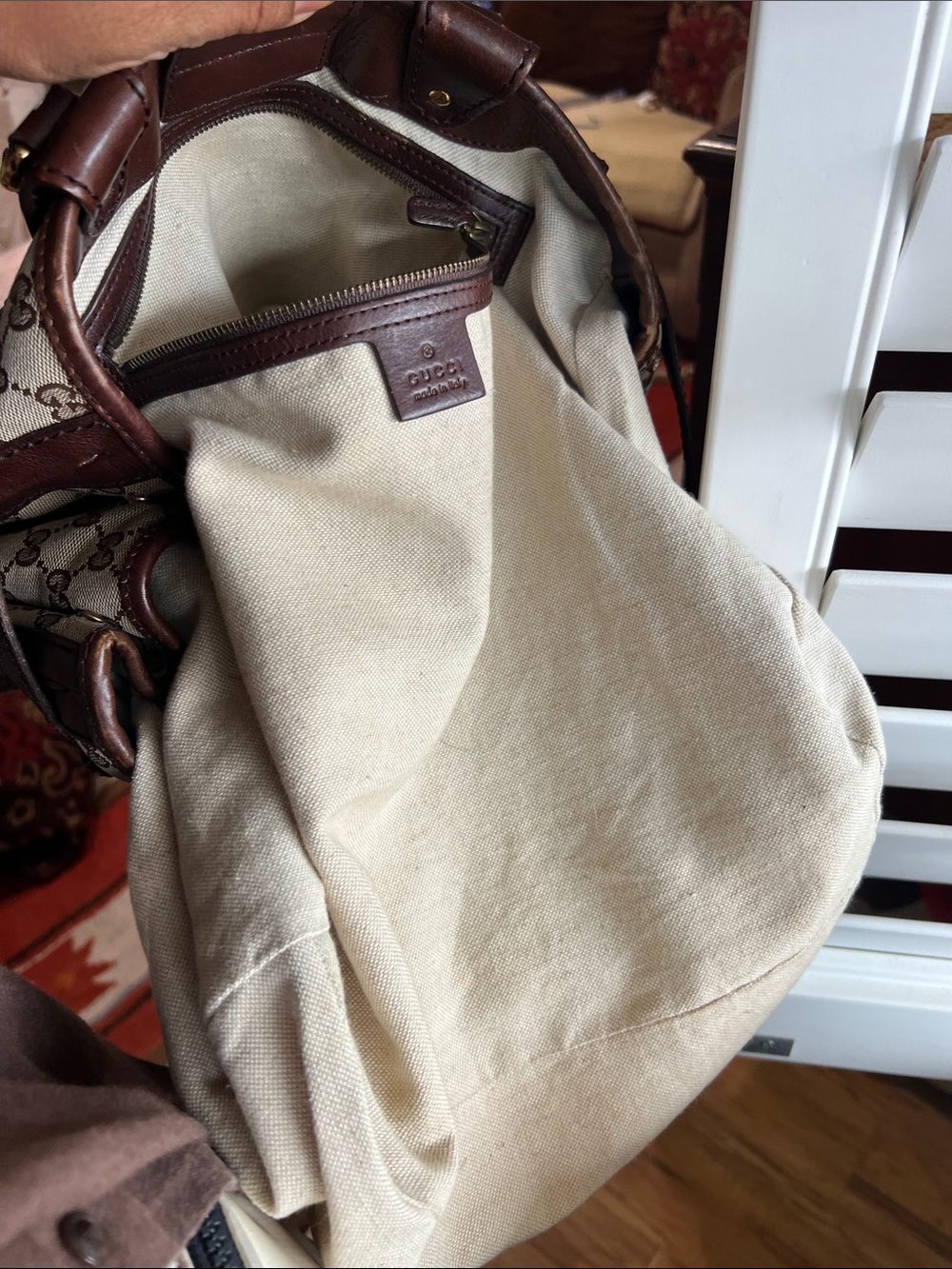 Gucci Brown GG Canvas Top-Handle Satchel with Gold Hardware - Picture 7 of 17